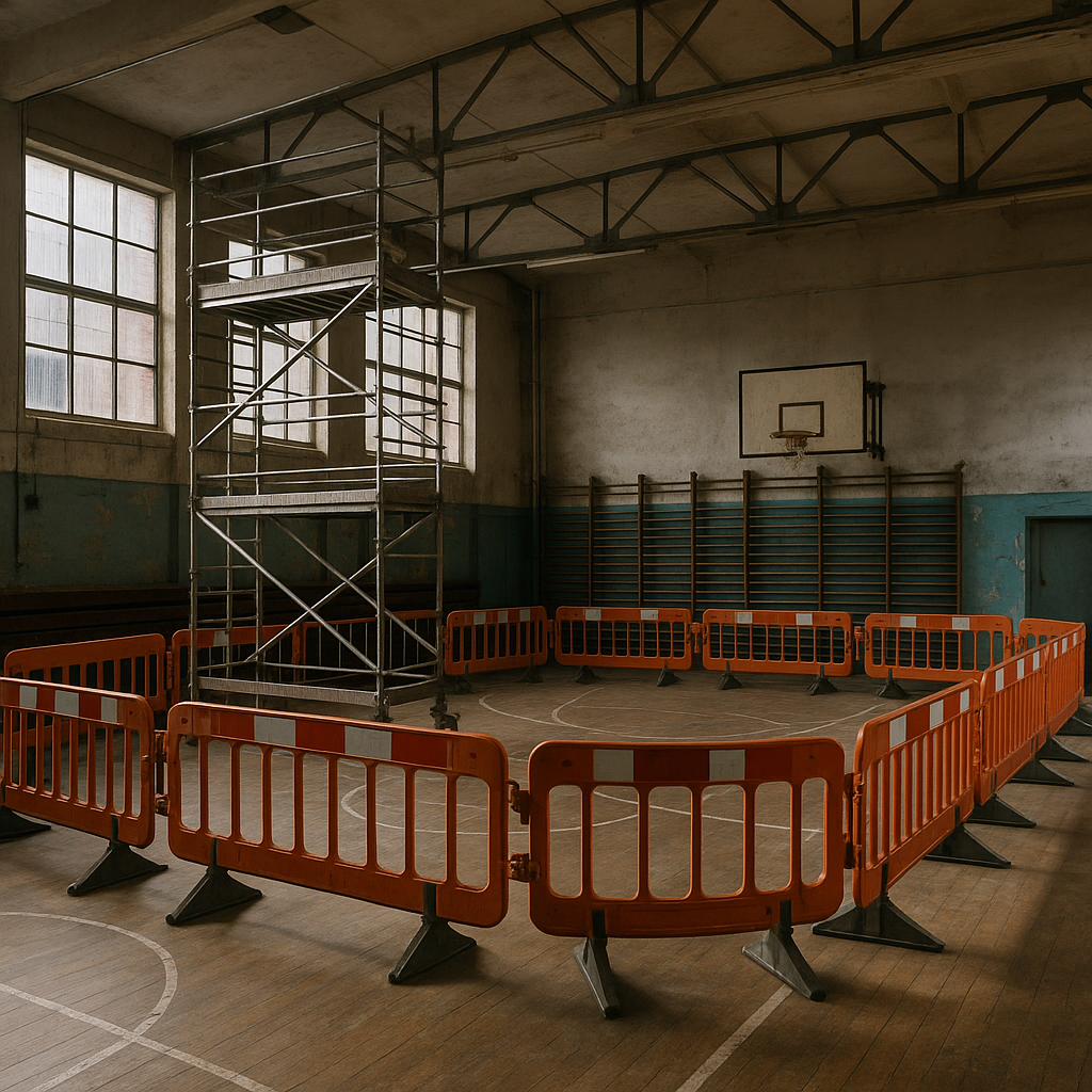 Refurbishment work highlighting asbestos safety in sports venues
