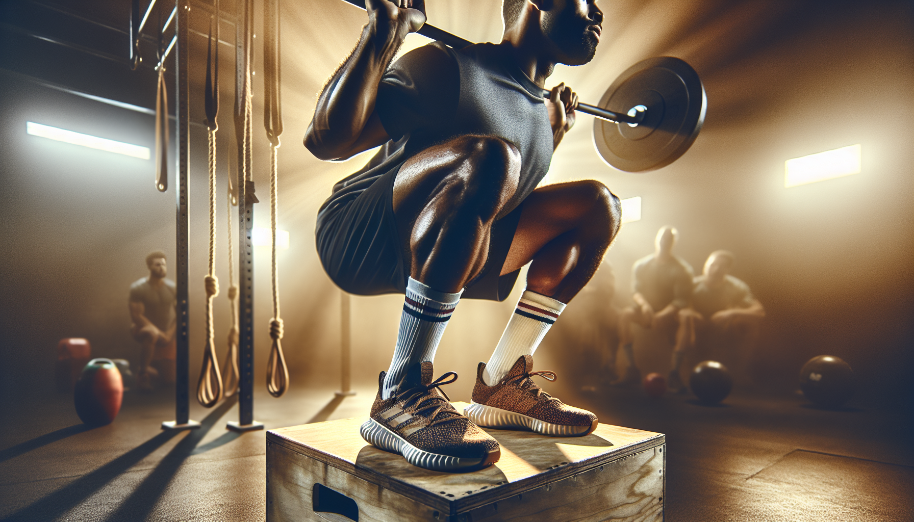 Close-up of a Bulgarian split squat exercise used in strength and conditioning for football and rugby