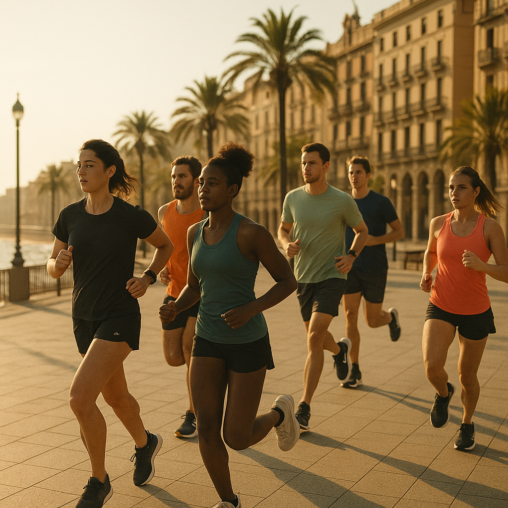 Runners on a Barcelona seafront promenade, one of the best running destinations Europe 2026 has to offer