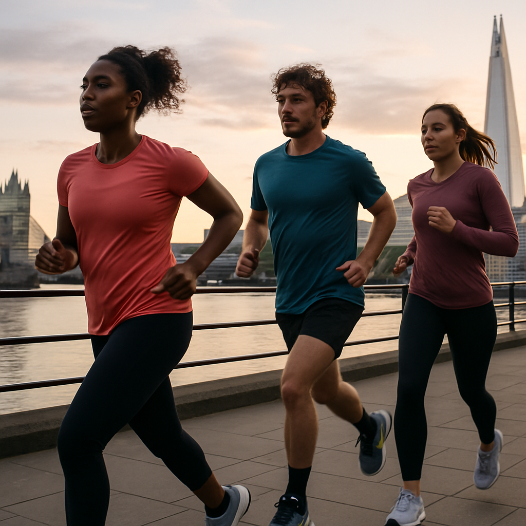 Runners on a city waterfront at dawn, capturing the active travel culture central to the best cities for sports tourism