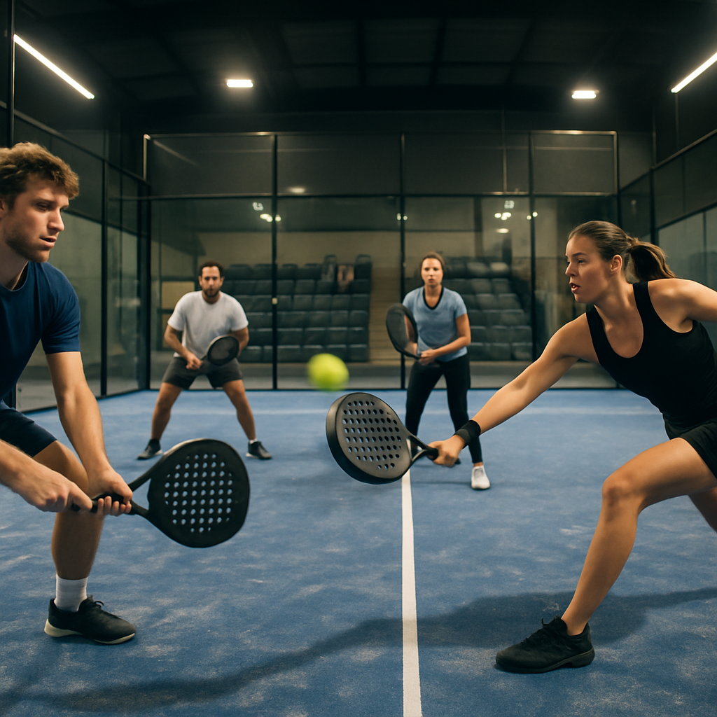 Players competing on a padel tennis court in the UK, illustrating why it is the fastest growing sport