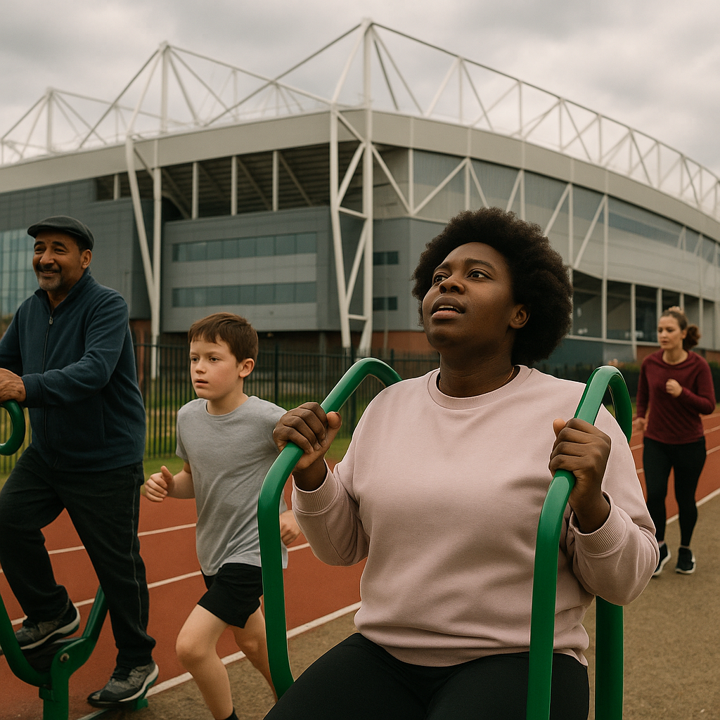 Local community using fitness facilities as part of a UK stadium regeneration project 2026