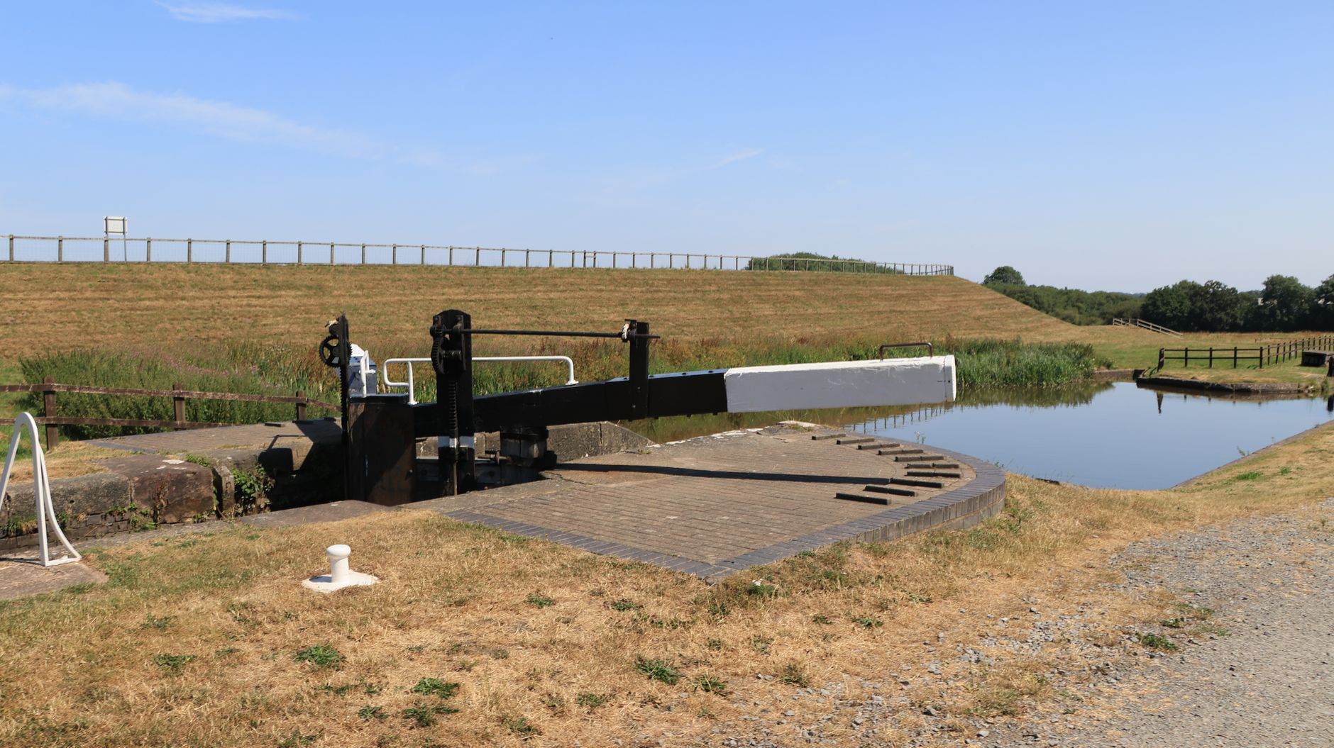 Canal lock gates — the light physical effort of lock work supports active recovery travel